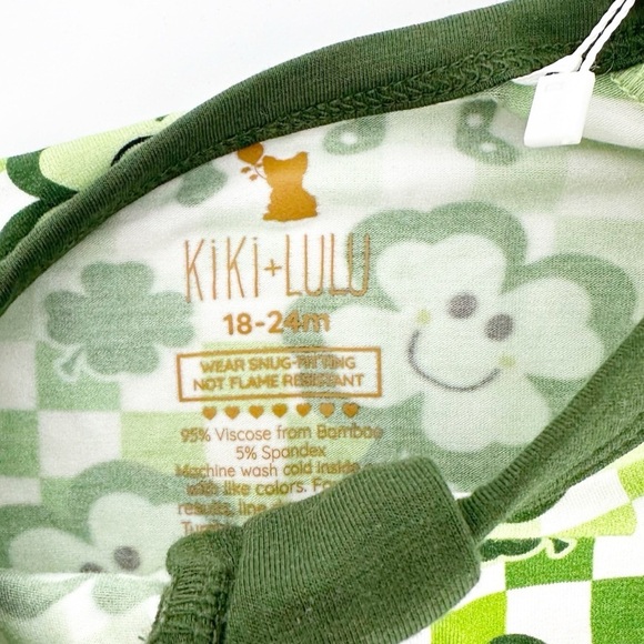 NWT Kiki +LuLu Bamboo Pajamas Size 18-24M Irish Shamrock Lucky Four Leaf Clover - Picture 2 of 6